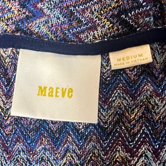 ANTHROPOLOGIE Maeve Westwater Knit Swing Dress Chevron Mini Size Medium - Picture 11 of 15